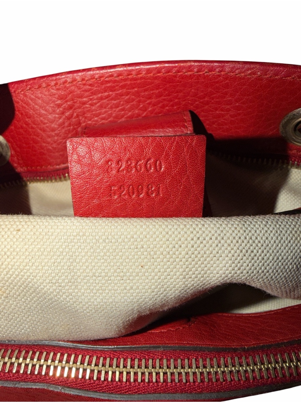 Gucci Red Pebbled Leather Bamboo Shopper Tote with Strap - Picture 3 of 11